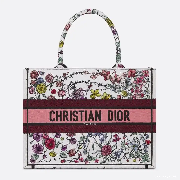 Motif Book Dior White Florilegio Pink Tote Canvas 0629 Luxury